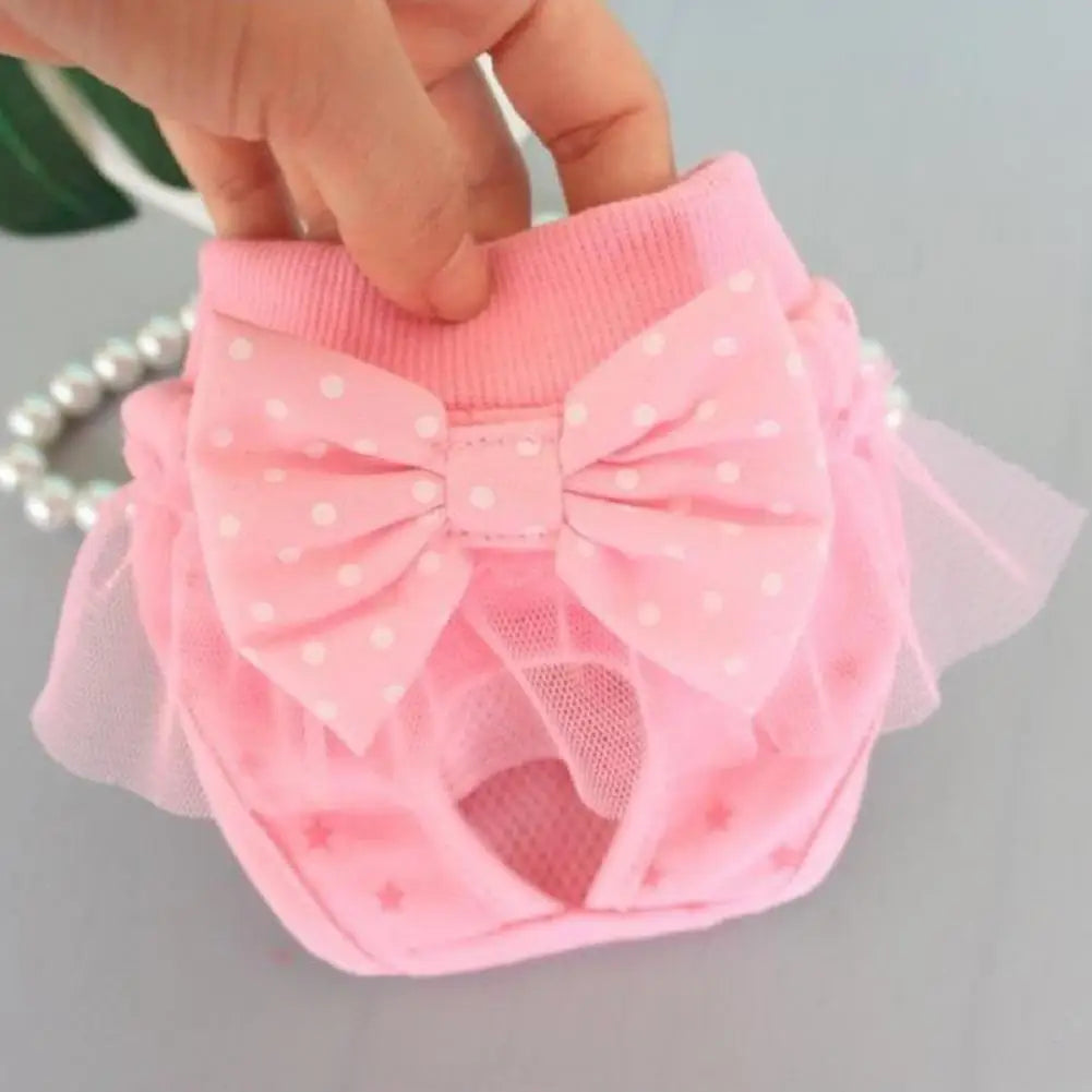 Dog Menstrual Pants Comfortable Anti-harassment Pet Sanitary Pants Breathable Cotton Puppy Bowknot Diaper Clothing Pet Supplies