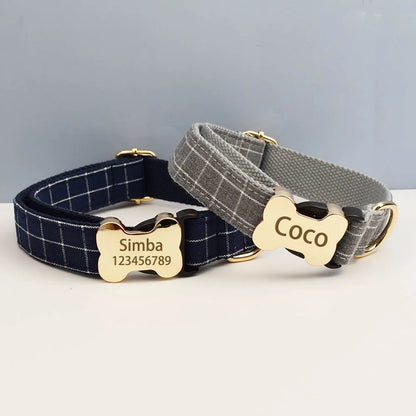 the CUSTOMCREST PLAID COLLAR - Custom Design Logo Plaid Dog Collar, High Quality Cotton Pet Accessories, Personalized, Lead Your Dog - Stand Out in Style