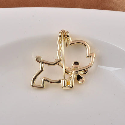 Hollow Cute Puppy Brooch Cartoon Dog Badge Women's Suit Accessories Neckline Anti-Exposure Buckle Pins Fixed Decoration Jewelry