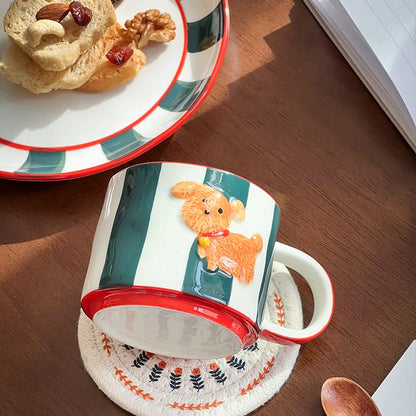 Cartoon Dog Ceramic Mug Animal Shape Kids Breakfast Milk Mugs Coffee Cup Kawaii Cups Birthday Gift Cup Tumbler