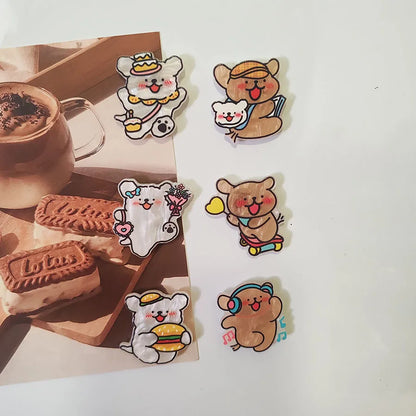 6pcs Cute Cartoon Acrylic Small Dog Refrigerator Magnets Kawaii Creative Fridge Photo Message Magnet Decorative