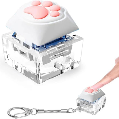 Keyboard Keychain Fidget Toy Cat's Paw Keycap Clicker Fidget Key Chain Decompression Toys Cute Cat's Paw Stress Relief Gifts
