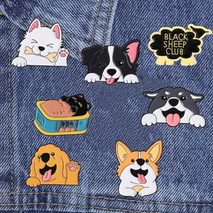 Cartoon Puppy Enamel Pin Tongue Spitting Dogs Brooch Clothes Hat Badge Jewelry Decorate Cute Animal Pet Lover Gift Wholesale