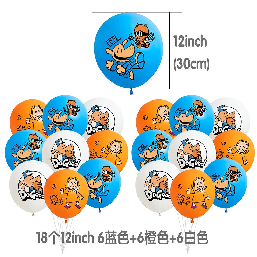 Dog Man Theme Party Cute Cartoon Animals Pet Happy Birthday Party Decor Set Latex Balloon Paw Dogman Cake Topper Banner Flag Toy