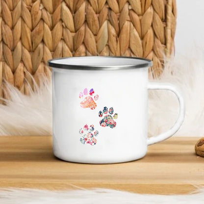 I Love My Dog Printed Enamel Cups Creative Coffee Tea Mug Drinks Dessert Breakfast Milk Cup Cut Mugs Handle Drinkware Best Gifts