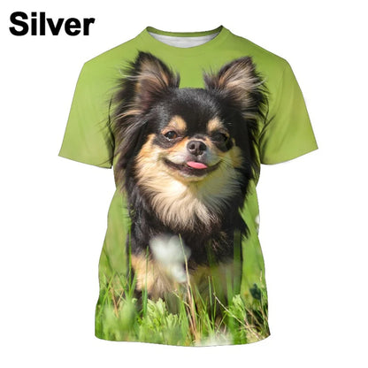 the CHIHUAHUA CLUB - Chihuahua Dog T-Shirt, Men's Tops - 3D Canis Lupus Familiaris Printed Tee Shirts, Funny Kids Short Sleeve Cute Doggy/Puppy T-Shirt