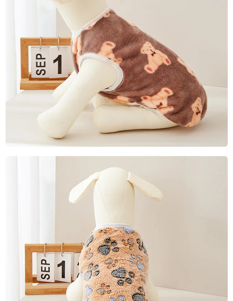 Printed Clothing for Small Cats Dogs Warm Soft Fleece Costume Clothes Outfits Pet Dog Cat Coat Jackets