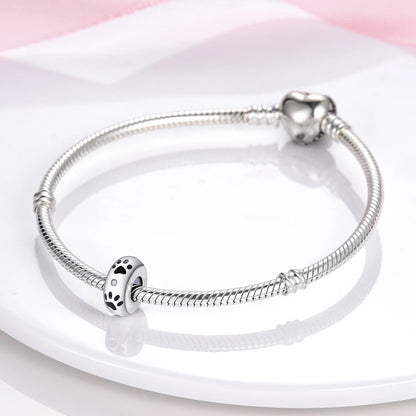 Dog Pet Charms 925 Silver Doggy Paw French Bulldog Bones Beads fit Original Bracelet DIY Fine Jewelry