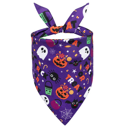 the HOWL-O-WEEN SCARFS - Adjustable Chic Pet Bandana with Bow Tie - Polyester Triangle Scarf & Drool Bib for Small to Large Dogs, Perfect for Halloween