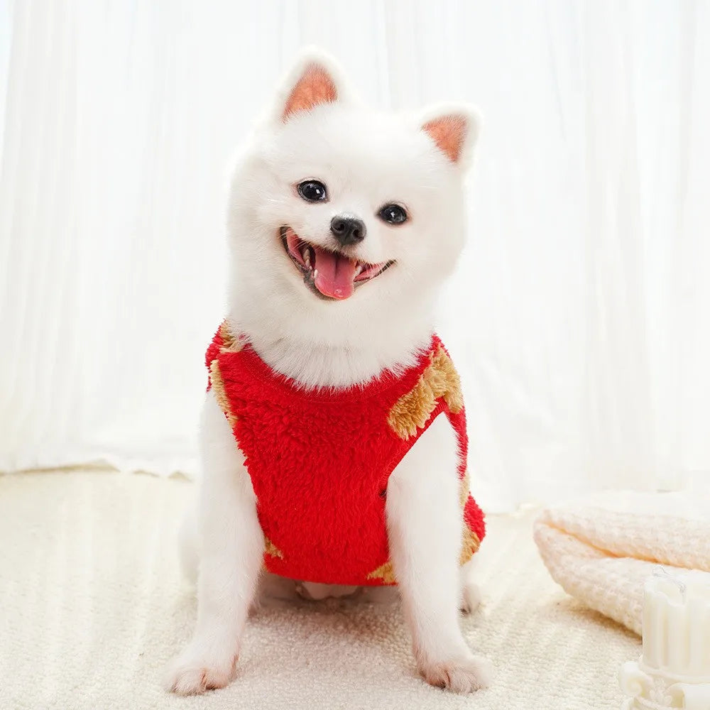 Cute Bear Plush Sweater for Small Dogs,Soft Fluffy Fleece Warm Puppy Pajamas Fuzzy Sleepwear Coat for Yorkie Chihuahua XS-XXL