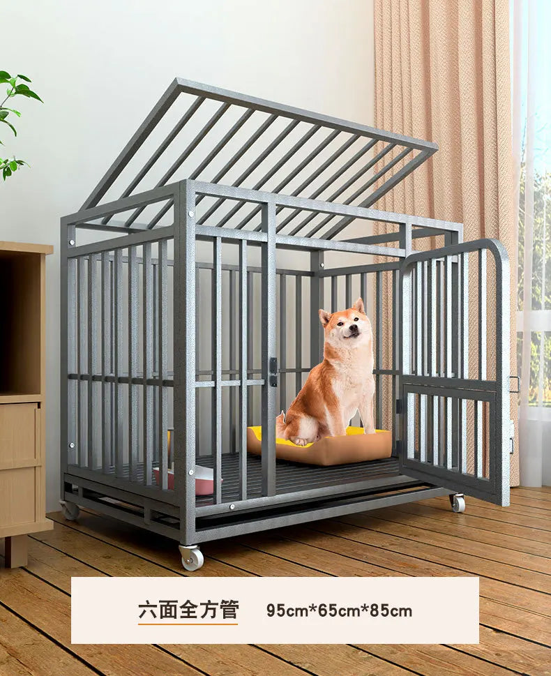 Heavy Duty Dog Cage Large Medium Pet Cage with Toilet Full Square Tube Indoor Dog House