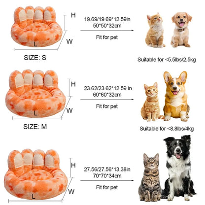 Round Dog Bed Fluffy Rabbit Fur Pet Bed Winter Warm Cat Bed Labubu Bear Paw Design Cat House Cat Bed Pet Supplies Dog Kennel