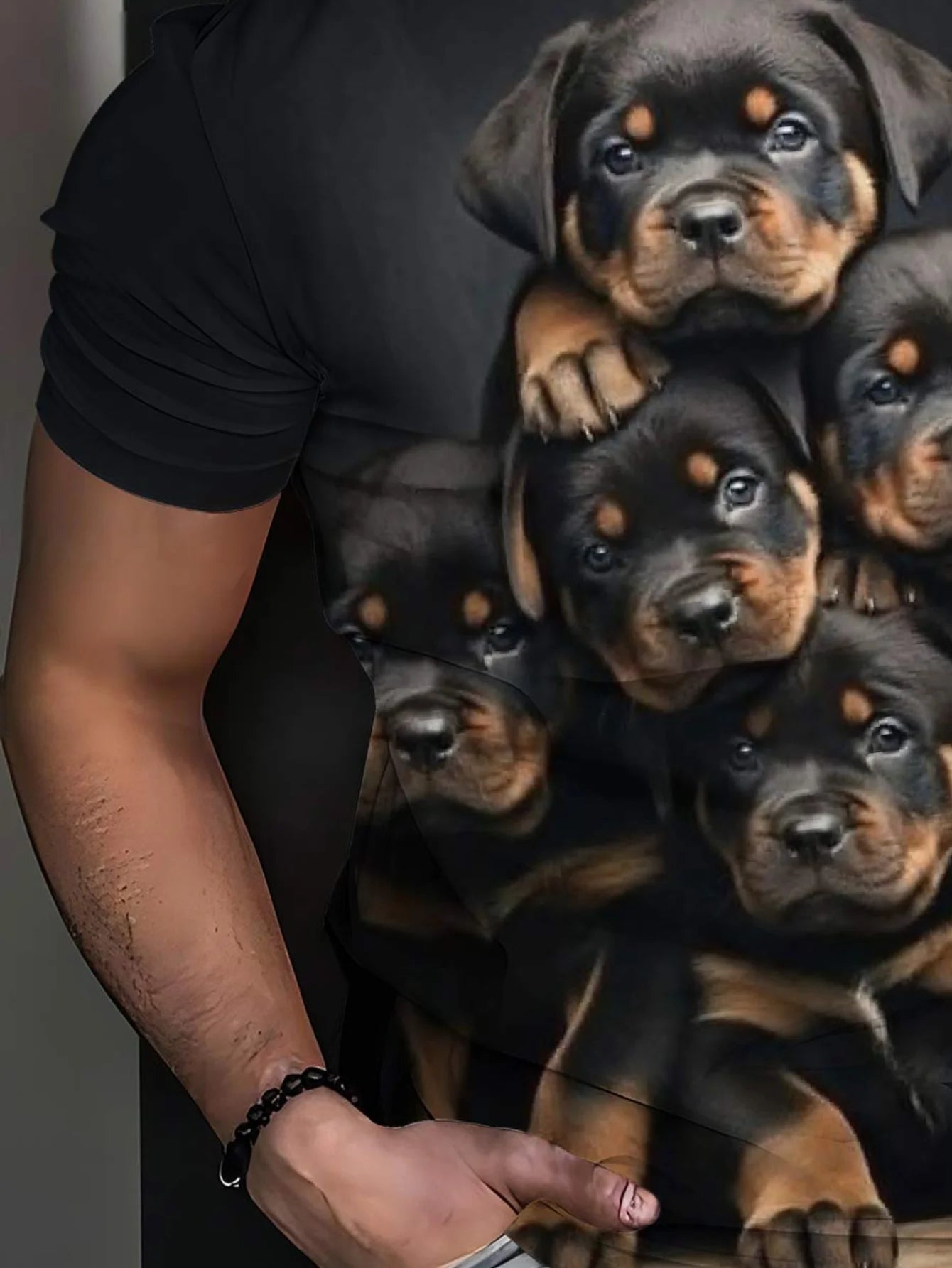 the ROTTIE DOG PACK - Trendy & Cute Dog Print Men's T-Shirt Loose Trendy Short Sleeve Casual Sports Tee Summer Top Clothing So Cute