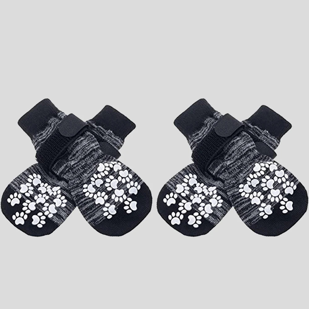 the GRIPPAWS PET SOCKS - 4PCS Pet Shoes, Dog's Foot Covers, Adjustable Indoor and Outdoor Non-Slip Socks for Pets