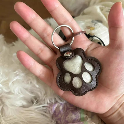 Pet Hair Memorial Keychain PU Leather Keepsake Locket for Cat Dog Fur Collection Memorial Keyring Gifts Decoration Accessories