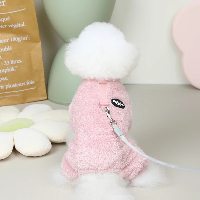 Autumn Winter Dog Cat Warm Clothes Pullover Plush Jumpsuit for Small Medium Dogs Chihuahua Poodle Bulldog Four-legged Coat