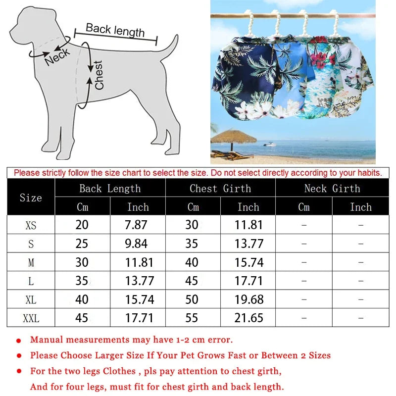Dog T-Shirts Hawaiian Beach Style Thin Breathable Summer Dog Clothes for Small Dogs Puppy Pet Cat Vest Chihuahua Yorkies Poodle