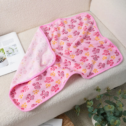 Dog Cat Cute Pattern Fleece Sleeping Blanket Winter Fall Dog Coral Soft Fluffy Bed Sheet Mat Pet Warm Comfortable Blanket Cover
