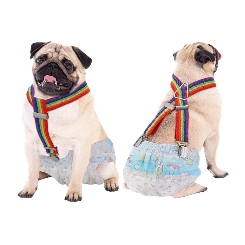 the PAWSECURE DIAPER & BELLY BAND SUSPENDERS - Dog Diaper Suspenders Adjustable Harness Doggie Diapers Suspenders Female Belly Bands for All Dogs Pet Pant Skirt Clothes Keeper