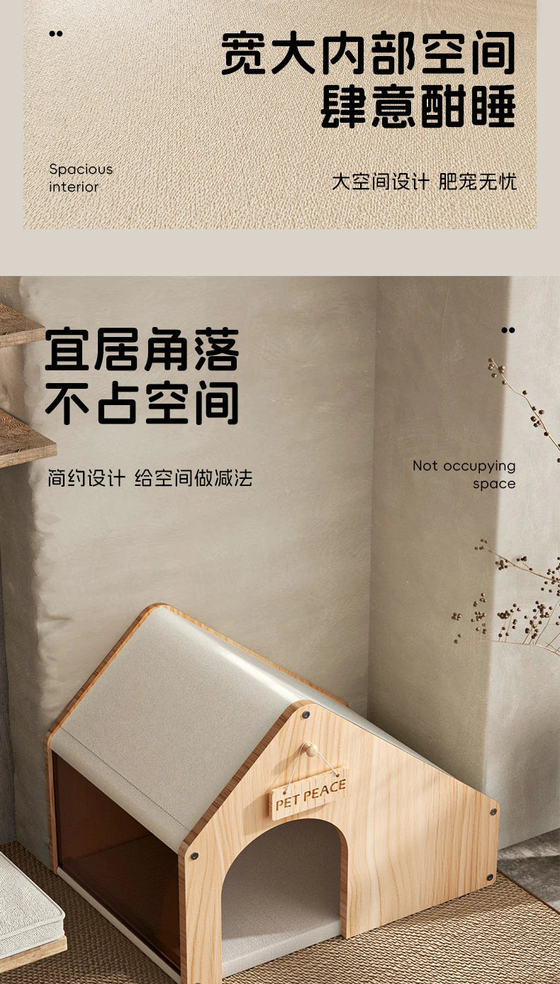 the SERENITY SANCTUARY - Doghouse, Closed Design, Sense of Security, Summer Doghouse, Pet Dog, Solid Wood House, Indoor