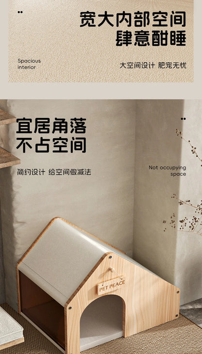 the SERENITY SANCTUARY - Doghouse, Closed Design, Sense of Security, Summer Doghouse, Pet Dog, Solid Wood House, Indoor