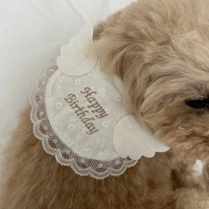Cute Wing Dog Birthday Party Bib Pet Cat Saliva Towel Bib Teddy Pet Decoration Dog Triangle Scarf Pet Supplies Cat Accessories