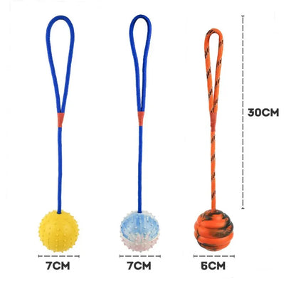 Pet Dog Training Toy Dogs Natural Rubber Ball On Rope Durable Toys Chew Teeth Cleaning Ball For Funny Excercise Play Outdoor