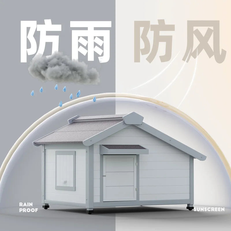 the DOG SHED - Rainproof and Cold-Proof Outdoor Doghouse Kennel, Winter Warm Large Dog Wooden Luxury Villa Doghouse