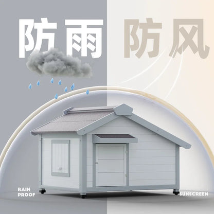 the DOG SHED - Rainproof and Cold-Proof Outdoor Doghouse Kennel, Winter Warm Large Dog Wooden Luxury Villa Doghouse