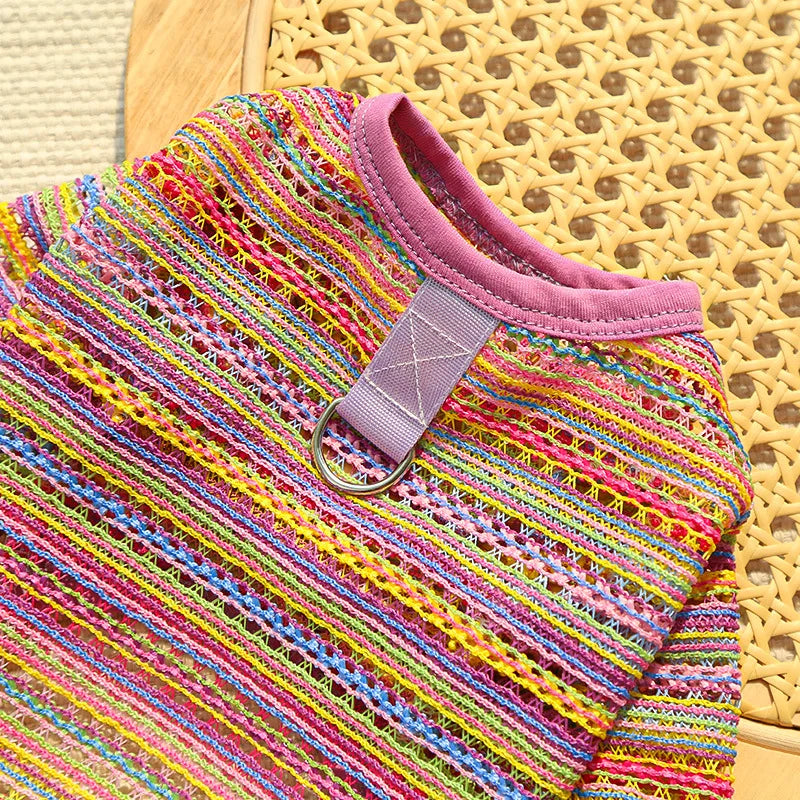 Summer Pet Clothes for Small Dogs Colorful Stripes Dog Jumpsuits Fashion Puppy Rompers Soft Cat Pajamas Pet Overalls Dog Outfits