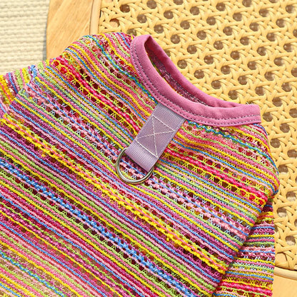 Summer Pet Clothes for Small Dogs Colorful Stripes Dog Jumpsuits Fashion Puppy Rompers Soft Cat Pajamas Pet Overalls Dog Outfits