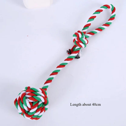 the TINSEL TUG TOY - Christmas Dog Toy, Pet Cotton Rope Knot, Interactive Dog Toys, Ball for Puppy/Chihuahua, Large Dogs Toothbrush Chew, Dog Accessories