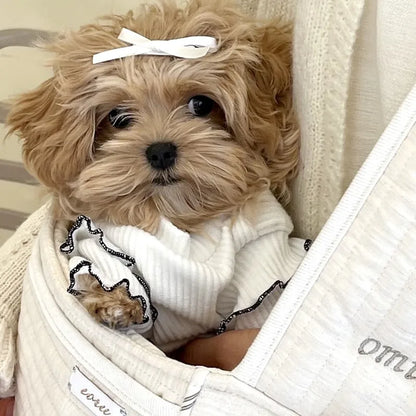 the BLUSHTAIL PUPPY VEST - Dog Shirt Vest, Pink Puppy Summer Clothes, Thin Knitted Dog Undershirt, Chihuahua, Bichon, Girls Dog Costume Flying Sleeves T-Shirts