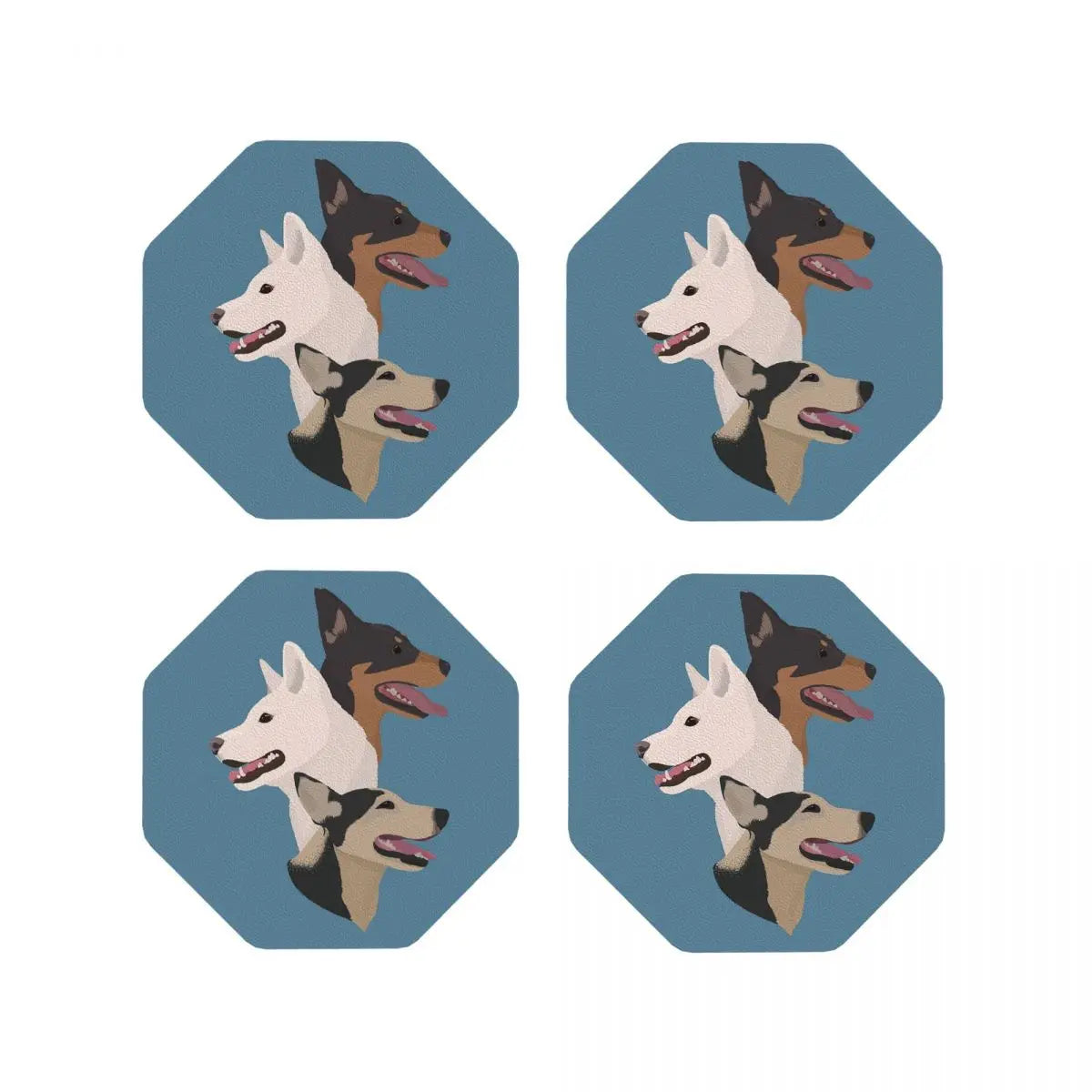 Family Of Dogs Coasters Kitchen Placemats Non-slip Insulation Cup Coffee Mats For Decor Home Tableware Pads Set of 4