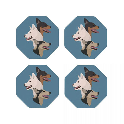 Family Of Dogs Coasters Kitchen Placemats Non-slip Insulation Cup Coffee Mats For Decor Home Tableware Pads Set of 4