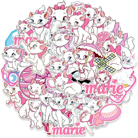 50pcs Disney The Aristocats Marie Cat Stickers Cute Cartoon Anime Sticker Phone Water Bottel Diary Kawaii Girls Decals Toy
