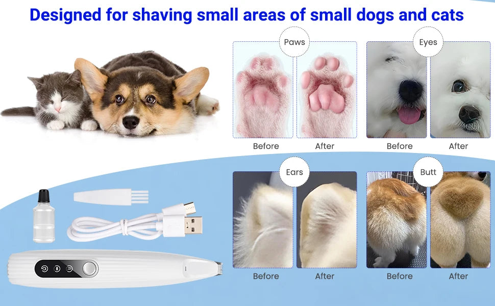 Portable Dog Paw Trimmer with Led Light Rechargeable Cordless Nail Grinder Shaver for Cats And Other Pets Nail Grooming Tools