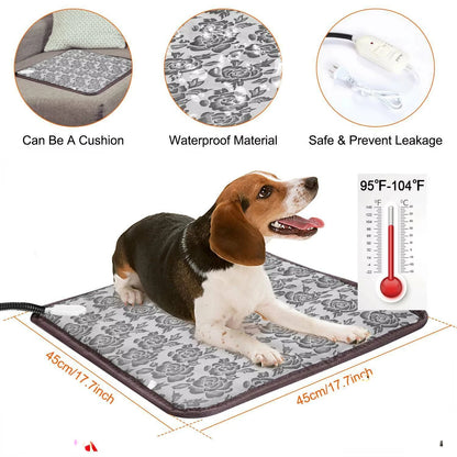 Pet Heated Mat Dog Temperature Adjustable Dog Heating Pad Waterproof Electric Heating Pad Timer Dog Sleeping Supply waterproof ﻿