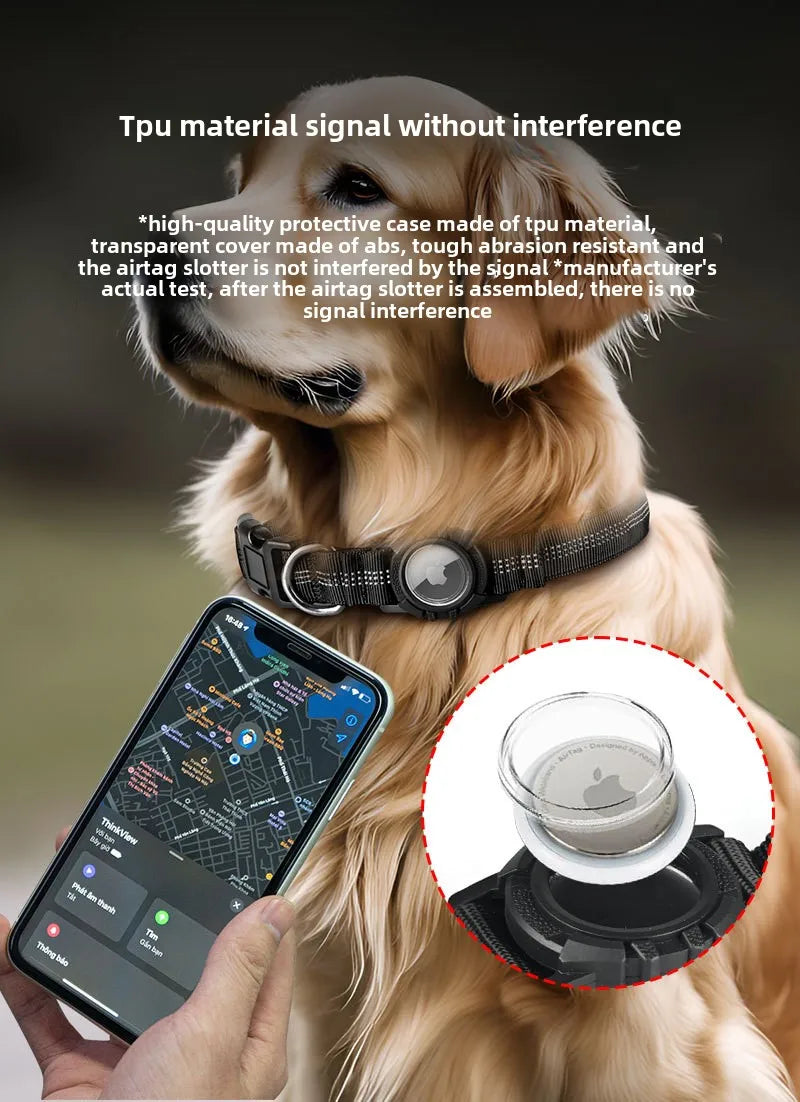 the FINDMYPAWS AIRTAG COLLAR - Dog Collar Reflective Waterproof Transparent Cover Airtag Locator Anti-Loss Pet Collar