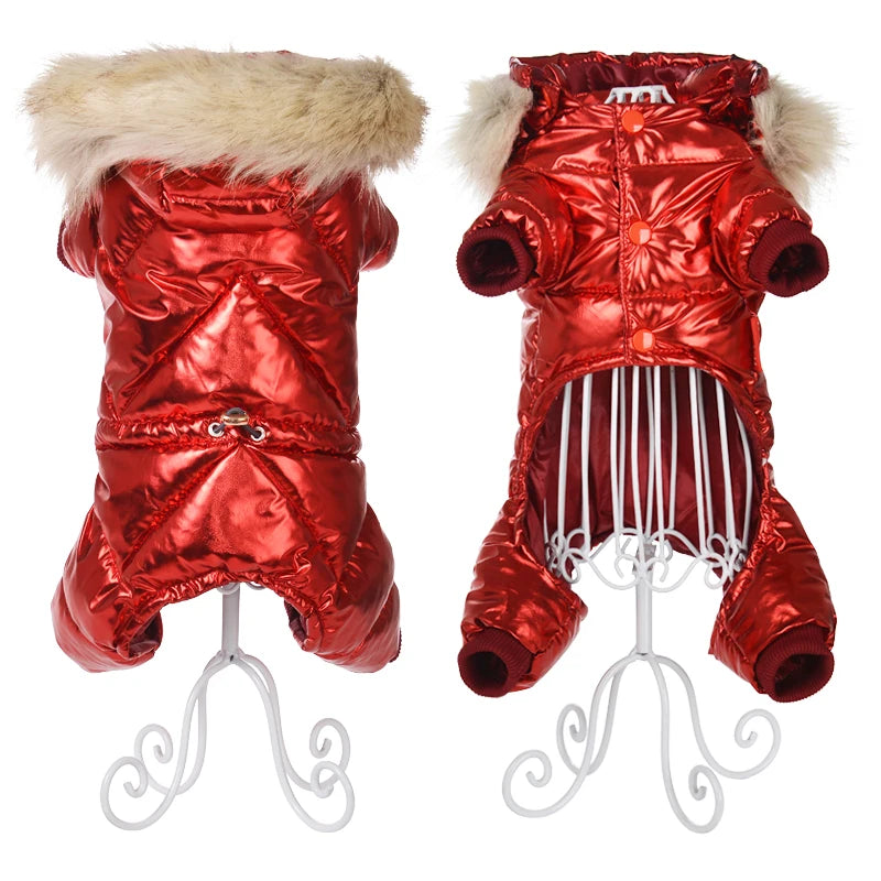 Winter Warm Dog Overalls Waterproof Removable Hooded Jacket Puppy Chihuahua Jumpsuits French Bulldog Coat Pet Clothing Costume