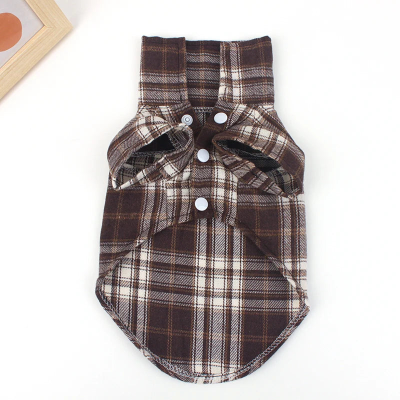 Summer Pet Shirt British Style Plaid Dog Vest Clothes For Small Dogs Chihuahua Cotton Puppy Shirts