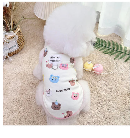 Four Seasons NewinsJapanese and Korean Style Thermal Pet Dog Cat Clothes Teddy Bichon Pulling Vest Wholesale