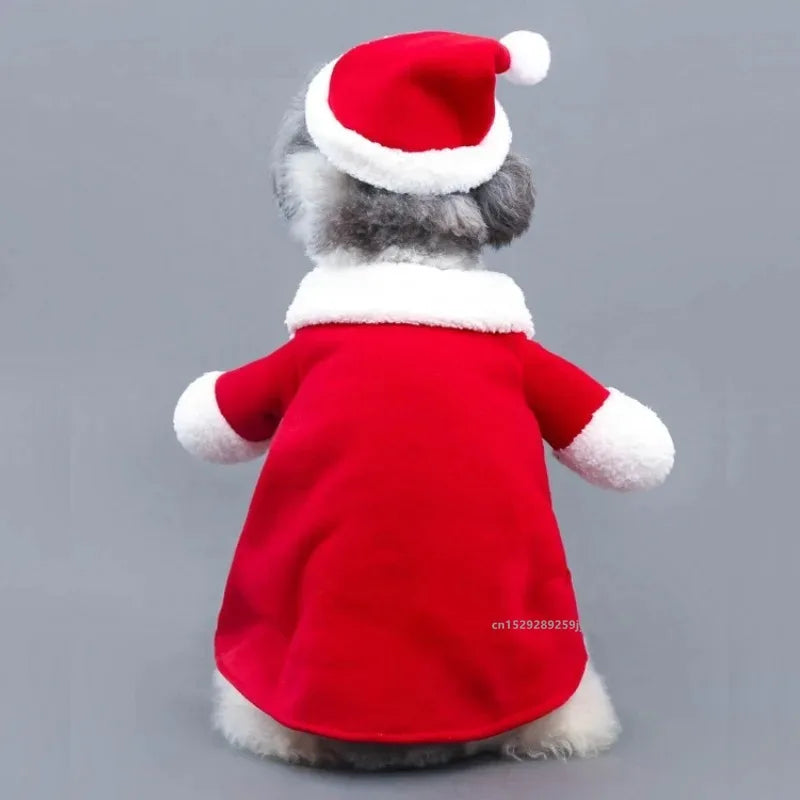 the SANTA PAWS - Pet Christmas Clothes, Santa Claus Dog Costume, Winter Puppy Coat Jacket Suit with Cap, Warm Clothing Cosplay for Dogs/Cats