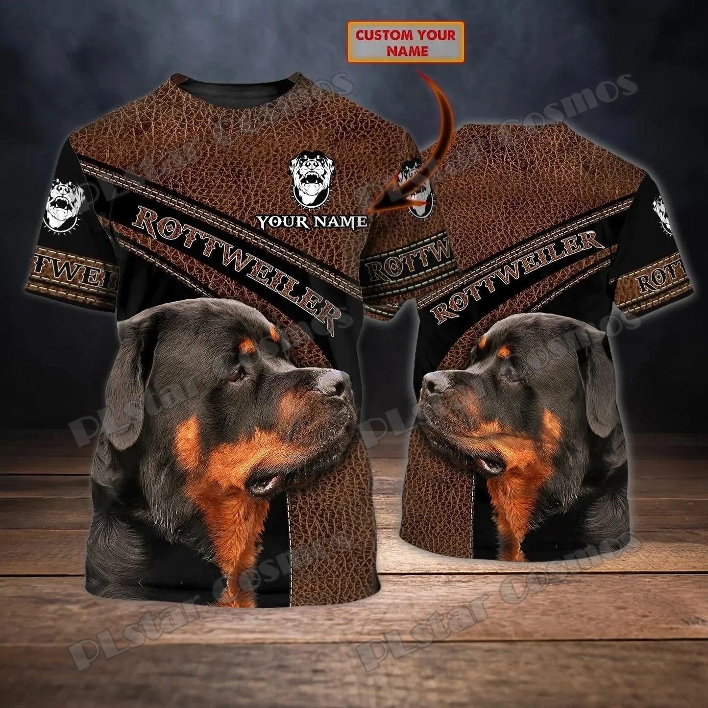 the ALPHA ROTTWEILER - Personalized Name Rottweiler Never Walk Alone 3D Printed Men's T-Shirt, Summer Casual Unisex Tee Shirt, Gift for Dog Lovers