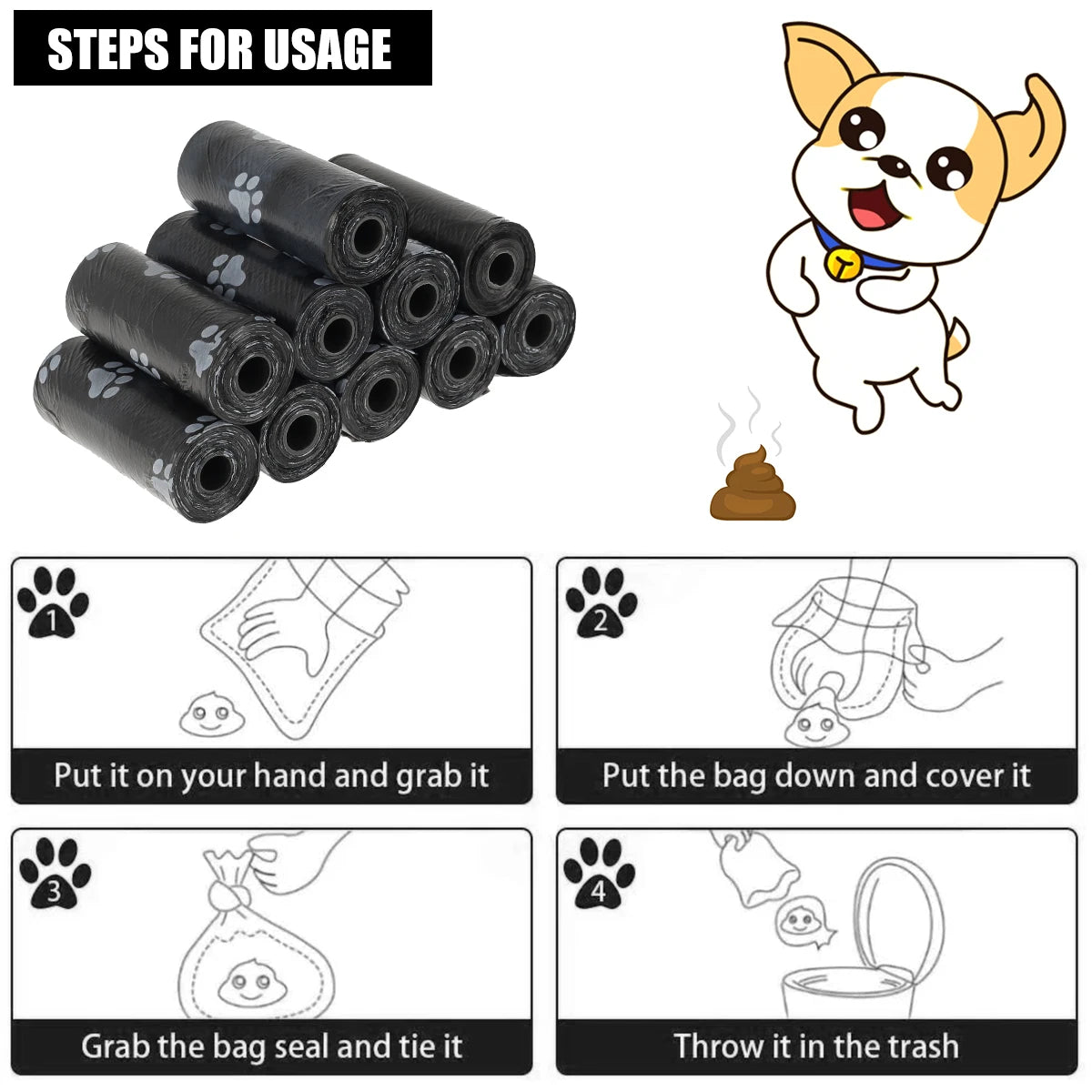 the DOG POOP BAGS - 30Roll Dog Poop Bags, Disposable Pet Waste Bags, Dog Waste Bags, Designer Pet Poop Clean Pick-Up Bone Bag Dispenser Tools