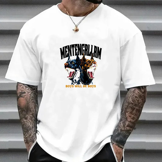 the BAD BOYS - Luxury Brand for Men's T-Shirt, Summer 100% Cotton High Quality Printed Dogs Short Sleeve T-Shirt, Street Fashion Top