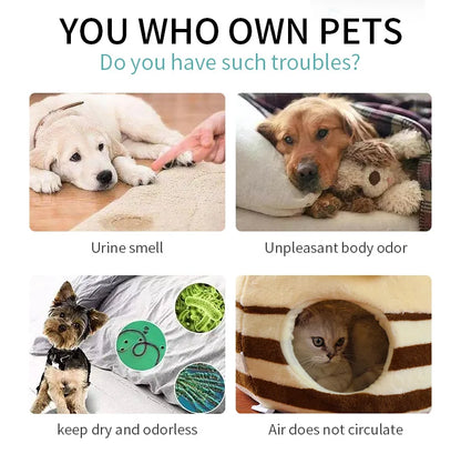 the PET DEODORANT - Natural Pet Deodorizing Spray for Cats/Dogs, Long Lasting Fragrance, Odor Eliminator, Safe Gentle Formula for Home Pet Care