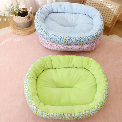 All Seasons Soft Flower Cute Small Cat Sofa Bed Comfortable Medium Dog Bed House Elastic Medium Cat Nest Kennel Accessories