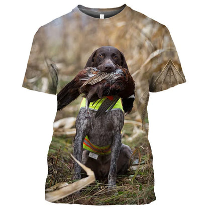 the DUCK HUNTER - Dog Camouflage Hunting T-Shirts Animal 3D Print Men Streetwear Short Sleeve T Shirt Oversized Harajuku Y2k Top Tees Man Clothing