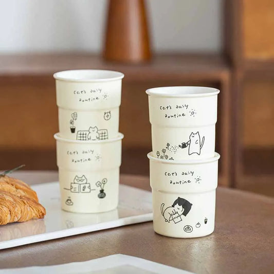 225ml Ceramic Cup Cute Cat Illustrations Coffee Cup for Kitchen Coffee Shop Restaurant,Latte Mug,Drinkware Gift Souvenir